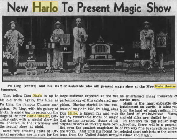 Harlo Theater - Mar 2 1945 Magic Show (newer photo)